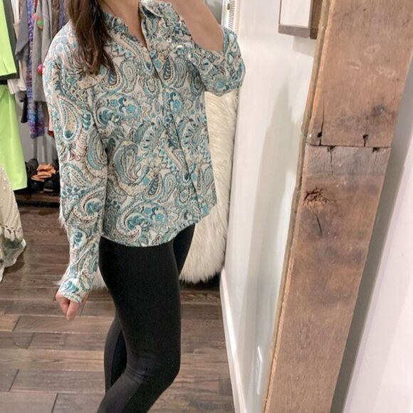 Jones New York Country paisley button down top size medium/large - Picture 4 of 10